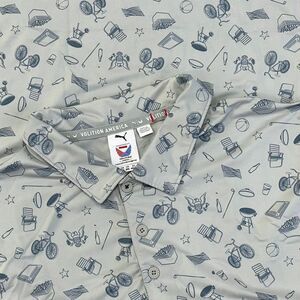 Volition America x PUMA Golf Polo Mens XL‎ Grey Performance AOP Summer BBQ Fun